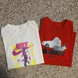 Nike Kids Tees - White with Lizard and Red with Sneaker